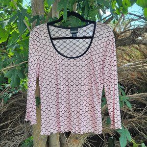 Baranda Pink and Black Ruffle Blouse